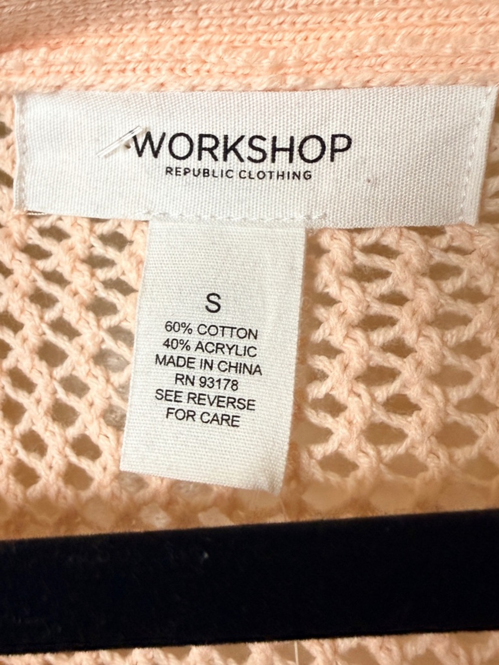 NWT Workshop Republic Clothing Small Peach Open-Knit Button Cardigan - Picture 4 of 6